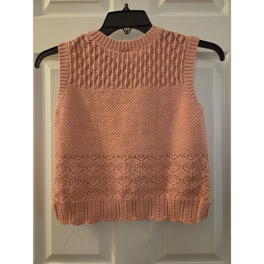 Abercrombie Kids sz‎ 13/14 pink floral embroidered sweater vest casual summer